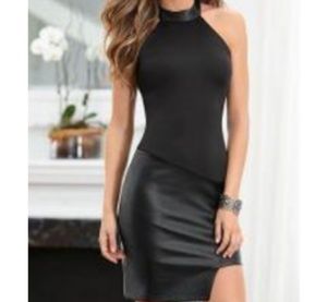 WOMEN'S FAUX LEATHER SKIRT DRESS